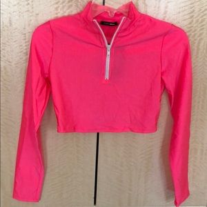FashionNova spandex hot pink quarter zip sweater